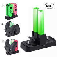 KINGTOP Charging Dock for Nintendo Switch Joy-Con and Pro Controllers 6 in 1 Joy-Con Pro Controller Charger Station with Individual LEDs Indication