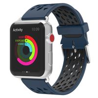 MoKo Compatible Band Replacement for Apple Watch 38mm 40mm Series 5/4/3/2/1, Soft Silicone Rhombus Five-Row Hole Replacement Strap and Connector - Midnight Blue + Black (Not fit 42mm 44mm Versions)