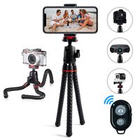 Phone Tripod LINKCOOL 360 Degree Rotation Foldable Flexible Octopus Travel Tripod for iPhone Camera Samsung Smartphone Sports Action Camera with Bluetooth Wireless Remote Shutter - Black