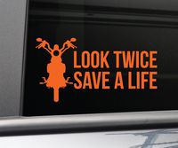 Look Twice Save a Life Motorocycle Vinyl Decal Laptop Car Truck Bumper Window Sticker, 8.5" x 4.5" (Orange)