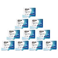 Silicon Power 64GB 10-Pack R/W up to 100/ 80MB/s Superior Pro Micro SDXC UHS-I (U3), V30 4K A1, High Speed MicroSD Card with Adapter