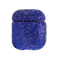 2019 Newest Luxurious Rhinestone AirPods Case with Keychain, Shockproof Protective Premium Crystal Cover Skin for AirPods Charging Case 2 & 1 (Blue C11 No Keychain)