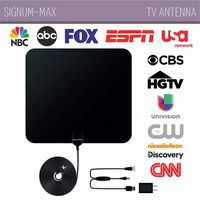 NEW ,2018 UPGRADED ,TV Antenna, SIGNUM-MAX 50+ Mile Range, with HDTV amplifier booster for indoor, extra long 17.2 feet coaxial cable. FULL 1080 HD