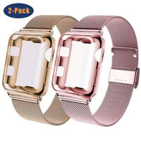 GBPOOT Compatible for Apple Watch Band 38mm 40mm 42mm 44mm with Screen Protector Case, Sports Wristband Strap Replacement Band with Protective Case for Iwatch Series 4/3/2/1,40mm,Gold and Rosegold