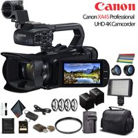 Canon XA45 Professional UHD 4K Camcorder (3665C002) W/Extra Battery, Soft Padded Bag, 64GB Memory Card, LED Light, Close Up Diopters, Lenses, and More Advanced Bundle