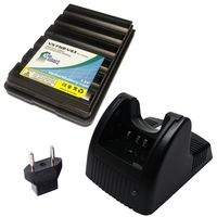 Replacement for Yaesu VXA-120 Pro II Battery and Charger with EU Adapter - Compatible with Yaesu FNB-83 Two-Way Radio Batteries and Chargers (1600mAh, 7.2V, NI-MH)