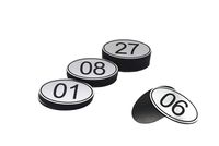 ABS Engraved 30mm x 50mm Oval Table Numbers (1-50) Pubs Restaurants Clubs - Silver - 1 to 50