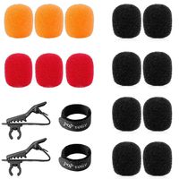 PoP voice 14Pcs Mini Lavalier Lapel Microphone Sponge Foam Cover, Wind Filter, Headset Microphone Windscreens with 2 Clips and 2 Magic Tapes