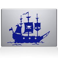 The Decal Guru Pirate Ship MacBook Decal Vinyl Sticker - 12" MacBook - Dark Blue (1168-MAC-12M-DB)