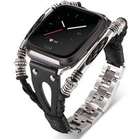 Handmade Craft Band Compatible with Fitbit Versa 2/Lite/1, Bracelet Braided Leather for Fitbit Versa 2 Bands, Stainless Steel Qucik Release Adjustable Size, Handmade Replacement Women