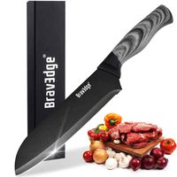 Bravedge Kitchen Knife Chef Knife Santoku Knife Versatile Cooking Knife with 7" Sharp Stainless Steel Metallic Paint Double Bevel Blade Ergonomic Handle PP Sheath Elegant Gift Box for Family Gourmet