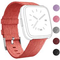 Umwon Fitbit Versa Bands, Fashion Wrist Strap Replacement Band for Women Men, Quick Release Watch Band with Adjustable Stainless Metal Buckle for Fitbit Versa Fitness Smart Watch (Orange)