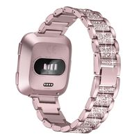 bayite Bling Bands Compatible with Fitbit Versa/Versa 2 for Women, Dressy Metal Bracelet Rhinestone Jewlery Wristband, Rose Gold