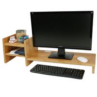 Mind Reader BMDESK-BRN Monitor Stand Riser Organizer, 2 Tier Storage, Desktop, Monitor, Laptop, Eco Friendly Bamboo, Brown