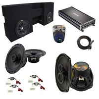 Compatible with Toyota Tacoma 2005-2015 Double Cab Truck Kicker Dual 10" Sub Box Speakers & Amp