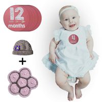 Baby Girl Milestone Stickers 12 Pack 1-12 Months| Monthly Stickers + Infant Tortoise Costume Outfit 0-6 Months| First Year Scrapbook Memory Registry |Newborn Christmas Photo Shots |Baby Shower Gift