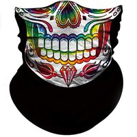 Obacle Motorcycle Face Mask Sun UV Dust Wind Protection Tube Mask Seamless Bandana Skeleton Face Mask for Men Women Bike Riding Cycling Biker Fishing Outdoor Festival (Diamond Face Skull)