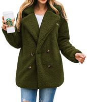 PRETTYGARDEN Women's Warm Long Sleeve Lapel Open Front Button Draped Fleece Coat Fluffy Outwear with Pockets