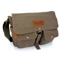 GEARONIC TM Men's Vintage Canvas Leather Tote Satchel School Military Shoulder Messenger Sling Crossbody Hiking Bag Backpack For Toiletry Gym Travel Work Laptop Green