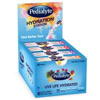 Pedialyte Electrolyte Powder Pedialyte Hydration Station Multipack, Electrolyte Hydration Drink, 0.6-oz Electrolyte Powder Packets, 80 Count, basic