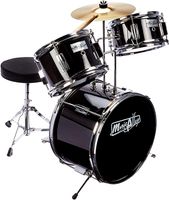 Music Alley 3 Piece Kids Drum Set with Throne, Cymbal, Pedal & Drumsticks, Metallic Black, (DBJK02-BK)