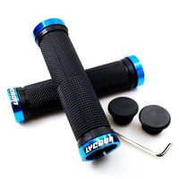 LYCAON Bike Handlebar Grips, Non-Slip-Rubber Adjustable Bicycle Handle Grip with Aluminum Lock, Bike Grips for Mountain Road Foldable Bike MTB BMX with End Caps (Blue, General End Caps)