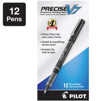 PILOT Precise V7 Stick Liquid Ink Rolling Ball Stick Pens, Fine Point, Black Ink, 12 Count (35346)