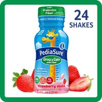 PediaSure Grow & Gain With Fiber, Kids' Nutritional Shake, With Protein, DHA, And Vitamins & Minerals, Strawberry, 8 fl oz, 24-Count