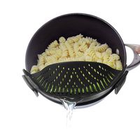 Heat Resistant Silicone Pot Strainer, Clip on Pots Pans, Pan Strainer for All Pots and Bowls - Black