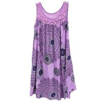 Women Dresses Scoop Neck Sleeveless Lace Splice Casual Loose Beach Plain T-Shirt Swing Dress (3XL, Purple 2)