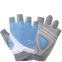 Feefine Cycling Gloves, Fingerless Gloves Breathable Half Finger Mountain Bike Gloves Shockproof Foam Padded Outdoor Sports Gloves, Biking Gloves for Boys Men Women (Light Blue, L)