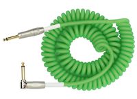 KIRLIN Cable Kirlin IMK-202PFGL-30/GRF-Straight to Right Angle ¼" Premium Coil Instrument Cable, PVC Jacket-30ft, Green Translucent (IMK-202PFGL-30/GRF)