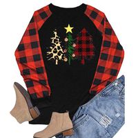 Winsummer Women O Neck Christmas Tree Graphic Tees Blouse Long Raglan Sleeve Baseball T Shirt Top