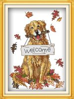 Maydear Full Range of Embroidery Starter Kits Stamped Cross Stitch Kits Beginners for DIY Embroidery kit 11CT 9×13(inch) - Welcome