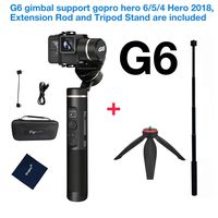 Feiyu G6 gimbal for Gopro Hero 7/6/5/4/3,SJcam, Yi 4K or similar size for Action camera,including New Extension Rod and Adjustable Tripod Stand Kits
