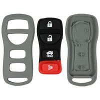 qualitykeylessplus Gray Replacement Case and Pad 4 Button Keyless Remote Key Fob FCC ID KBRASTU15 Free KEYTAG