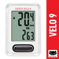 CAT EYE - Velo 9 Wired Bike Computer, White