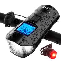 Xinji Bike Light USB Bicycle Speedometer Rechargeable LED Bicycle Light Set (Black)