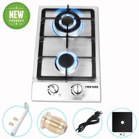 12 Inches Gas CooktopHigh Gas StoveGasHob Stove TopRvStove2 BurnersGasRange Double Burner Gas Stoves Kitchen High Gas StoveStainless Steel Built-In Gas HobLPG/NG Dual Fuel Easy to Clean