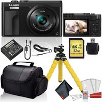 Panasonic Lumix DC-ZS70 Digital Camera (Black) Bundle with Replacement Battery + LCD Screen Protectors + 32GB Memory Card and More
