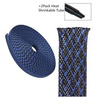 3/8 Inch Flexo Clean Cut Braided Cable Sleeve-Blue&Black-25 Feet