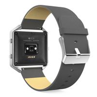 MoKo Fitbit Blaze Band, Premium Soft Genuine Leather Replacement Strap with Lichee Pattern for Fitbit Blaze Smart Fitness Watch, Wrist Length 6.1"-7.87" (155mm-200mm), Gray