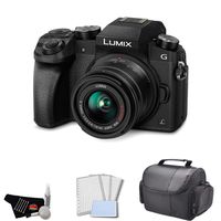 Panasonic Lumix DMC-G7 Mirrorless Micro Four Thirds Digital Camera with 14-42mm Lens (Black) - Bundle with Carrying Case+ LCD Screen Protectors + More