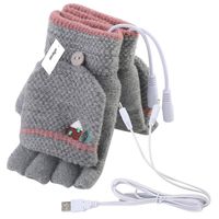 Offeree USB Heated Gloves Mitten for Women Men full and half hands warm laptop gloves with double-sided heating for indoor or outdoor winter usb powered knitting hands warmer (Women Grey)