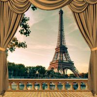 GladsBuy Evening Side Eiffel Tower View from Balcony 10' x 10' Computer Printed Photography Backdrop Balcony Landscape Theme Background ZJZ-037