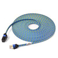 CAT7 Weave Shielded Ethernet Cable Flat Patch Cable FTP Patch Cord LSOH Engineering Grade Network Cable (5M, Blue1)
