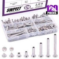 Swpeet 120Sets 6 Sizes Chicago Binding Screws Assortment Kit Metal Round Cross Head Stud Screw Posts Nail Rivet Chicago Button for DIY Leather Decoration Bookbinding (5 x 6, 10, 20, 30, 40 50)