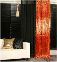 Orange Sequin Curtains 2 Panels 4FTx6FT Photo Booth Backdrop Orange Sequin Party Background Pack of 2-190321E