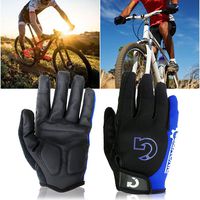 GEARONIC Cycling Shockproof Foam Padded Sports Full Finger Short Gloves(Blue L 7.5"-8")