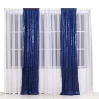 SquarePie Sequin Backdrop 2FTx8FT Navy Blue 2pcs Curtain Background for Photo Booth Photography Wedding Patry Christmas Decoration